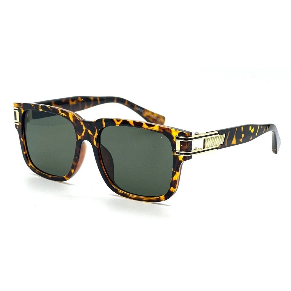 Retro Square Sunglasses Men Women Full Frame UV400 Leopard‎ Print Vintage Shades